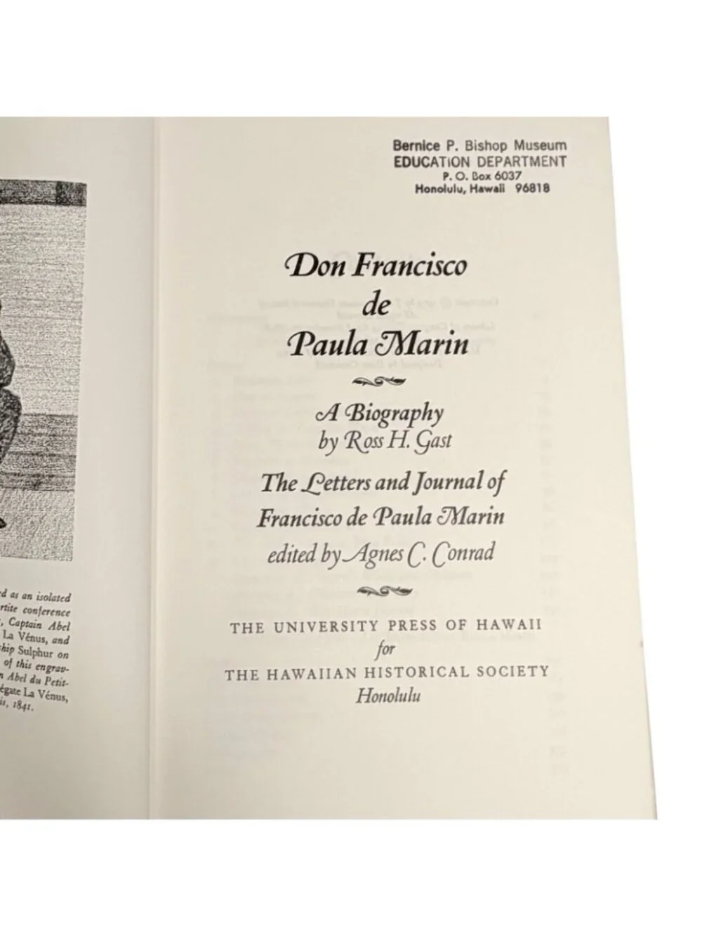 Don Francisco de Paula Marin Biography Letters and Journal 1973 Hawaiian History